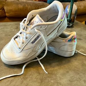 Reebok Women's Club C 85 Sneakers in White with Iridescent back